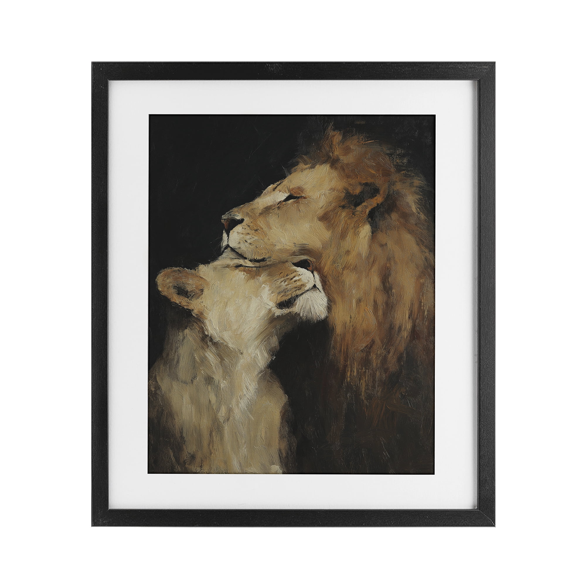 Stupell Industries Regal Pair of Lions Black Framed Print Under Glass, design by Svetlana Aleynikova