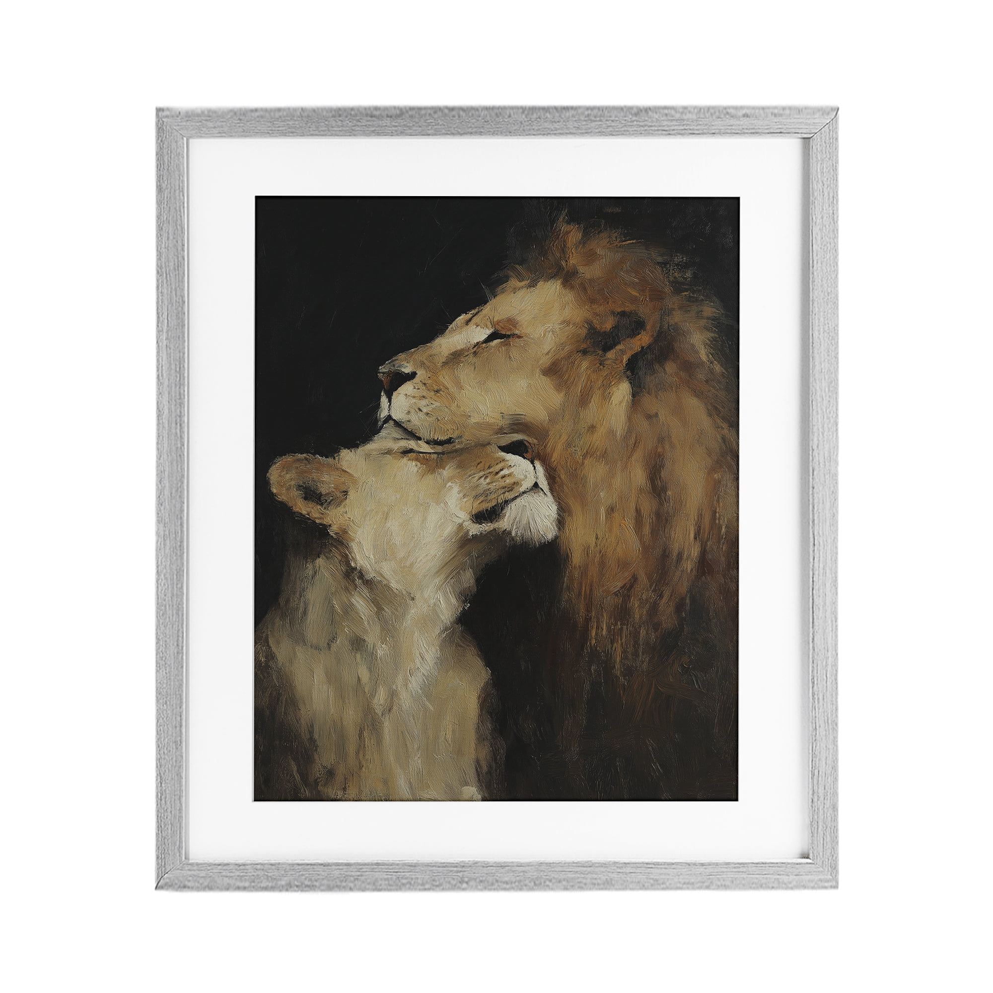 Stupell Industries Regal Pair of Lions Gray Framed Print Under Glass, design by Svetlana Aleynikova