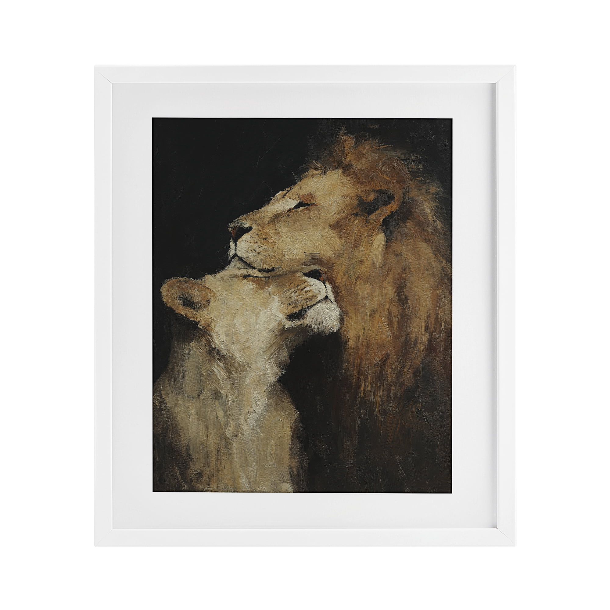 Stupell Industries Regal Pair of Lions White Framed Print Under Glass, design by Svetlana Aleynikova