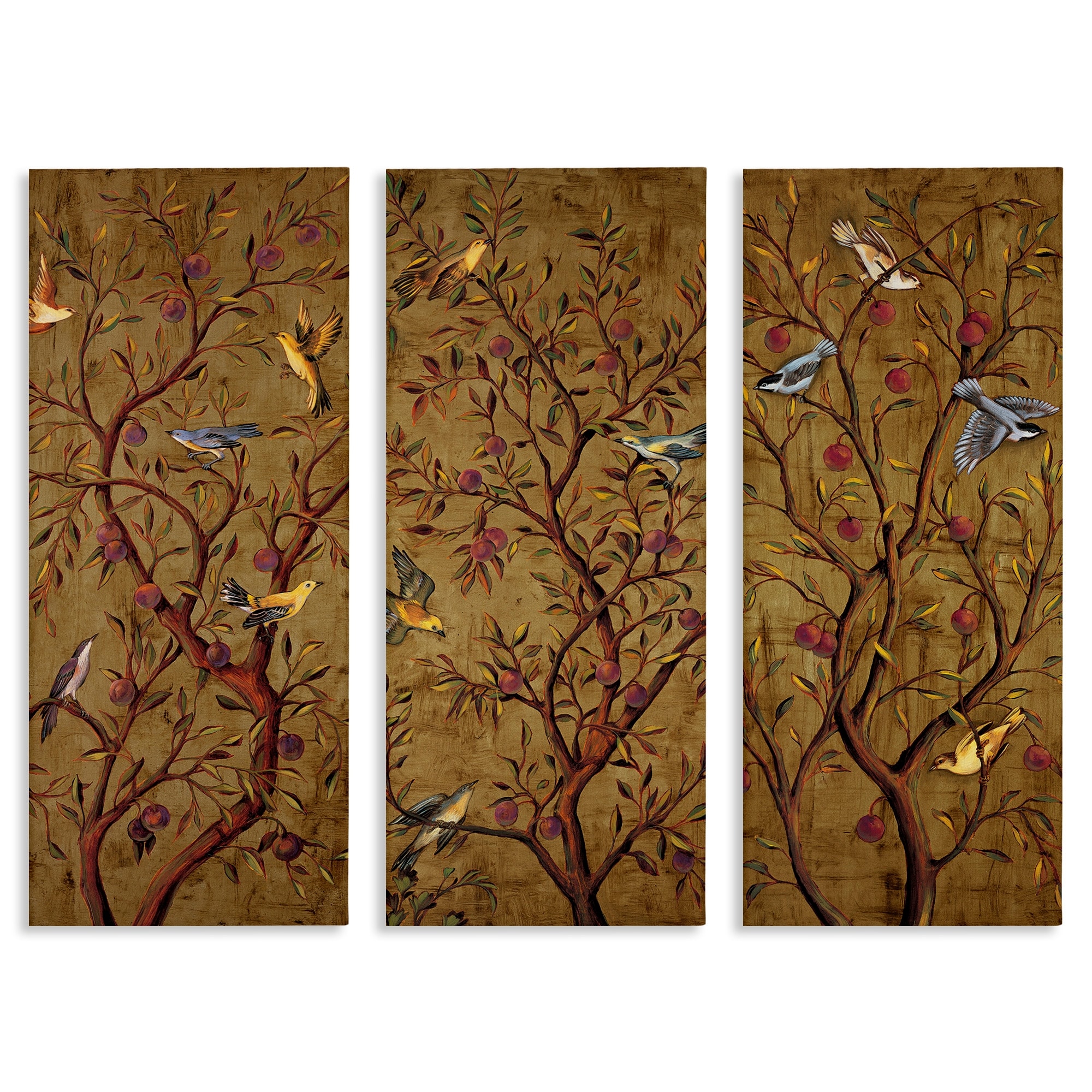 Stupell Industries Regal Plum Tree Vintage Perched Birds Canvas Wall Art by Rodolfo Jimenez