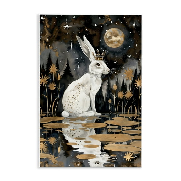 Stupell Industries Regal Rabbit Moonlight Animals & Insects Painting Unframed Art Print Wall Art, 10 x 15