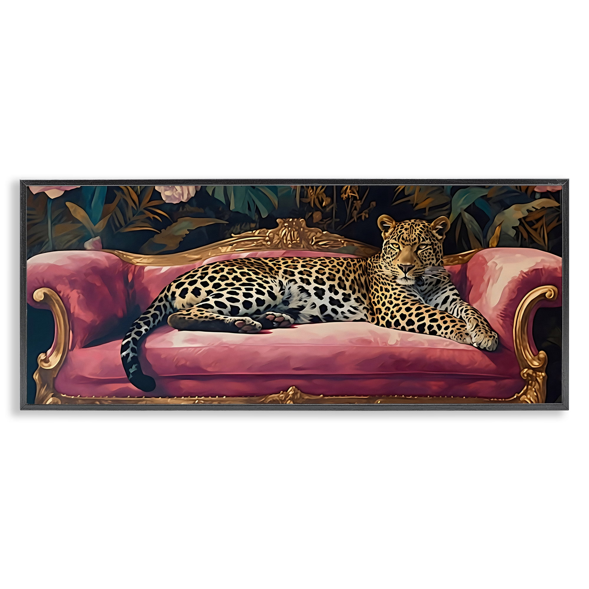 Stupell Industries Regal Relaxation Leopard on Pink Black Framed Giclee Art, design by Creative Studio
