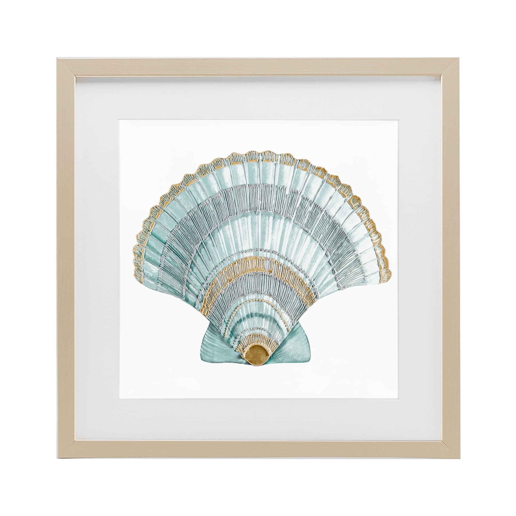 Stupell Industries Regal Shells Scallop Birch Framed Print Under Glass, design by Lorenzo Collective