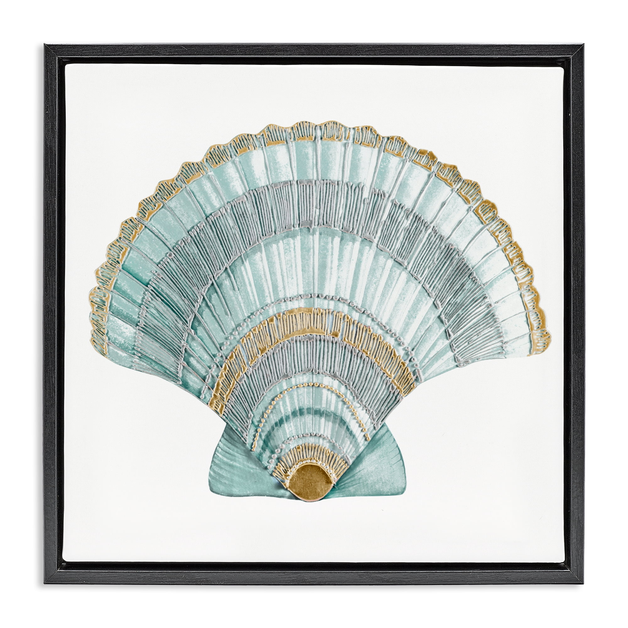 Stupell Industries Regal Shells Scallop Black Framed Floater Canvas Wall Art, design by Lorenzo Collective