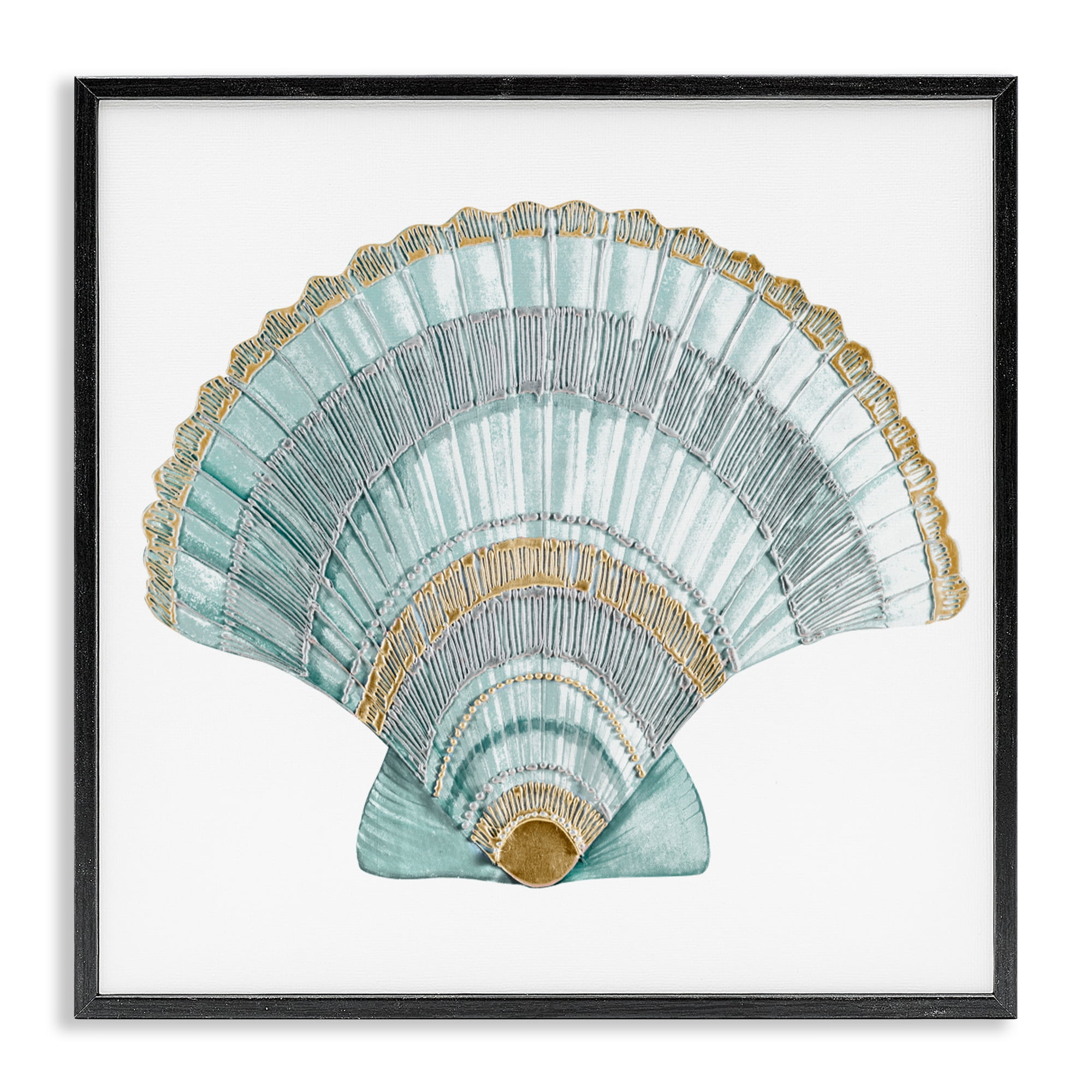 Stupell Industries Regal Shells Scallop Black Framed Giclee Art, design by Lorenzo Collective
