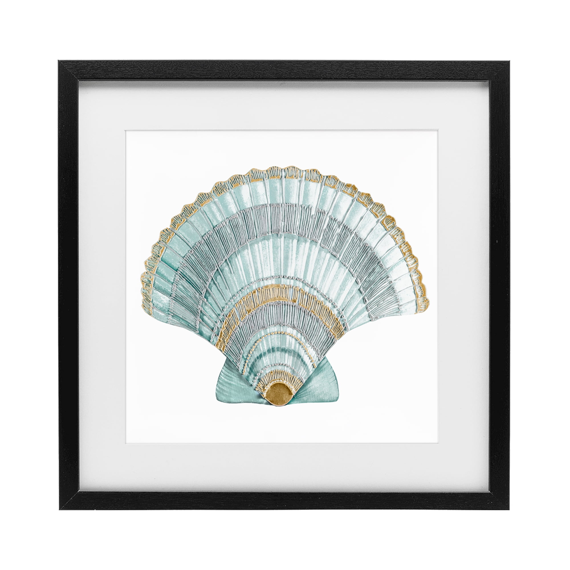 Stupell Industries Regal Shells Scallop Black Framed Print Under Glass, design by Lorenzo Collective