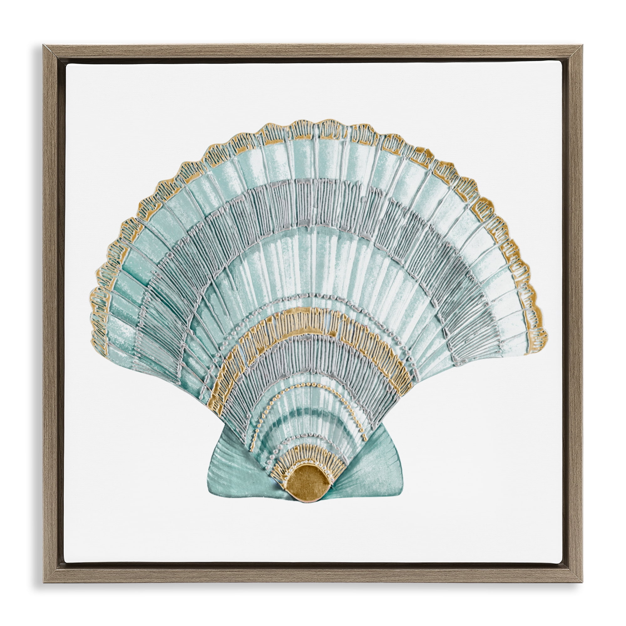 Stupell Industries Regal Shells Scallop Brown Framed Floater Canvas Wall Art, design by Lorenzo Collective