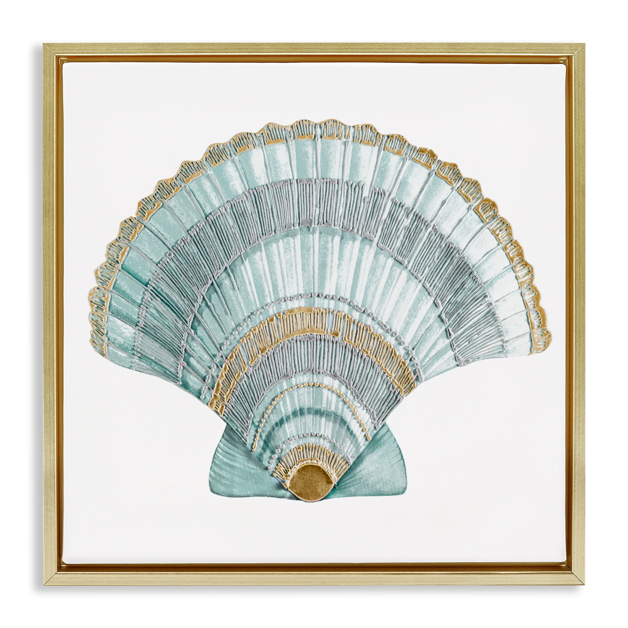 Stupell Industries Regal Shells Scallop Gold Framed Floater Canvas Wall Art, design by Lorenzo Collective