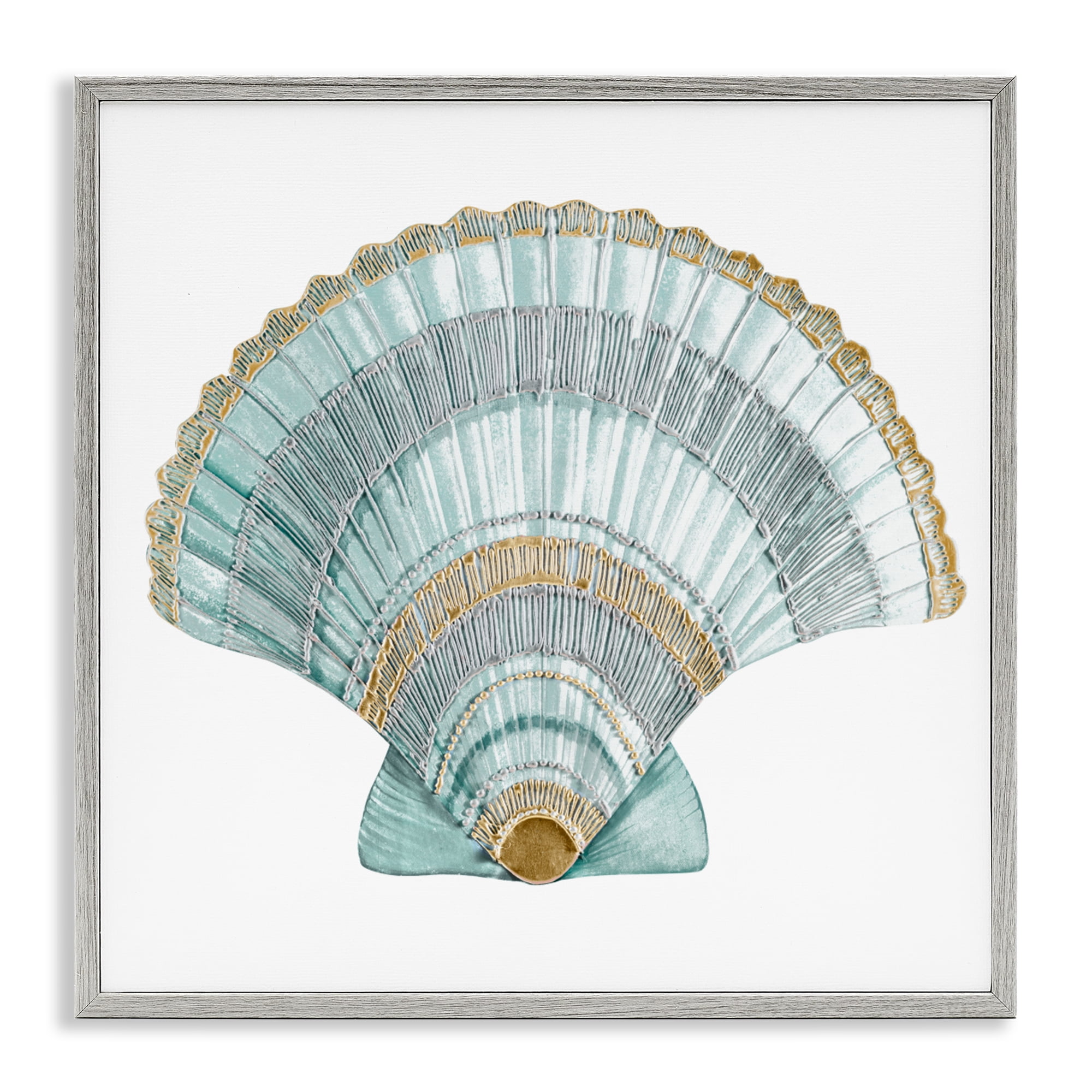 Stupell Industries Regal Shells Scallop Gray Framed Giclee Art, design by Lorenzo Collective