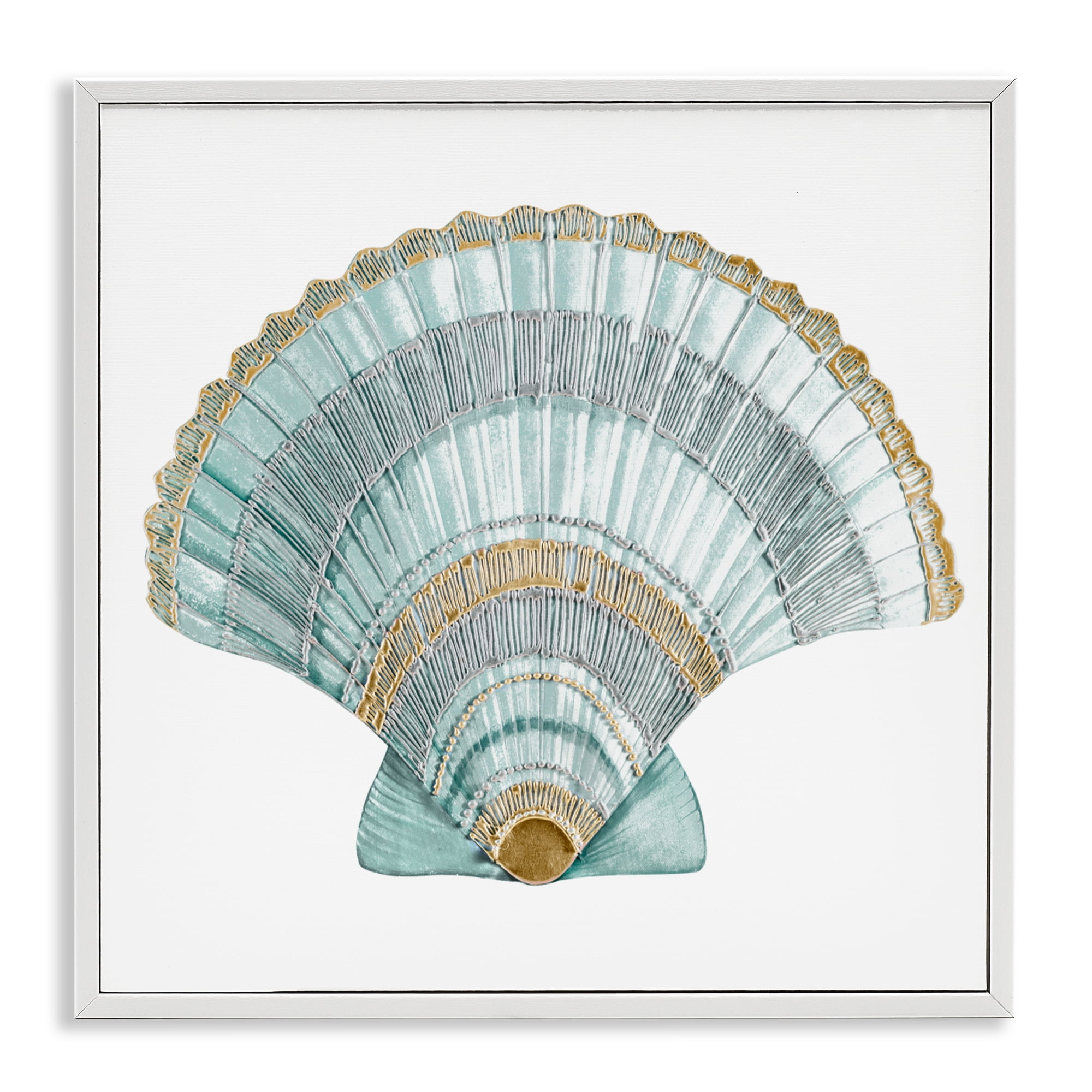 Stupell Industries Regal Shells Scallop White Framed Giclee Art, design by Lorenzo Collective
