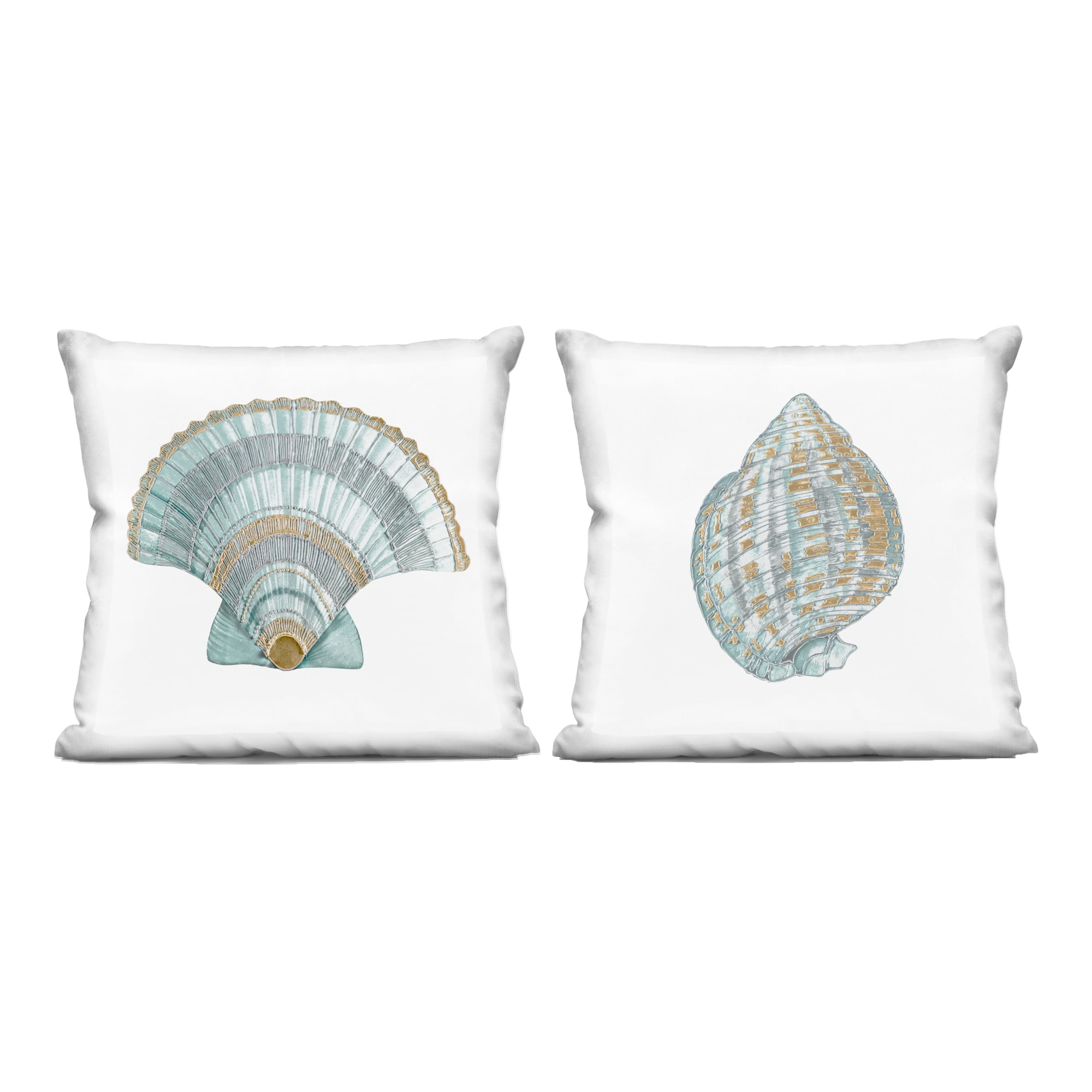 Stupell Industries Regal Shells Scallop and Spiral 2 Piece Decorative Printed Throw Pillow Set, design by Lorenzo Collective