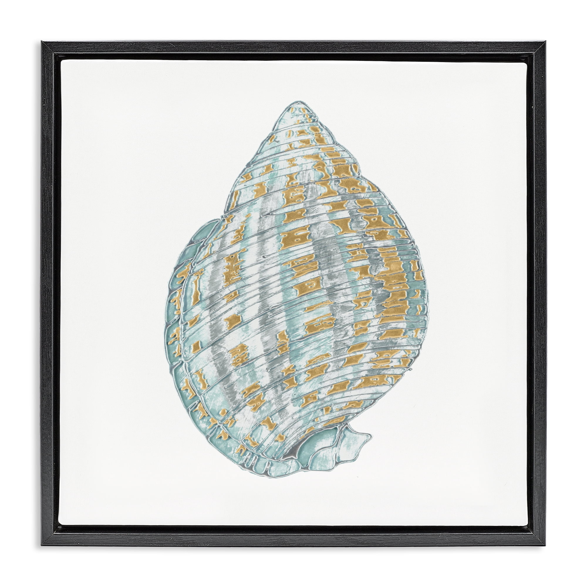 Stupell Industries Regal Shells Spiral Black Framed Floater Canvas Wall Art, design by Lorenzo Collective