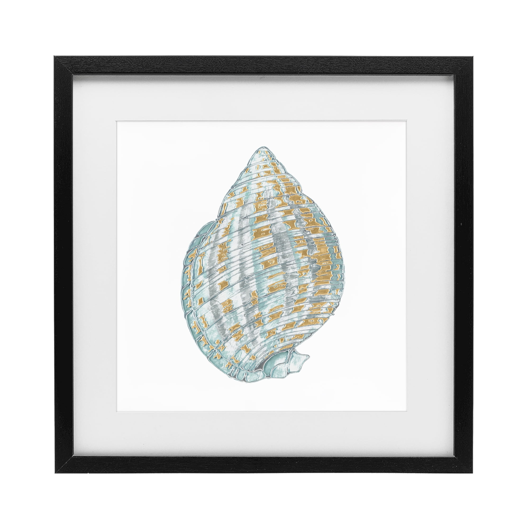 Stupell Industries Regal Shells Spiral Black Framed Print Under Glass, design by Lorenzo Collective