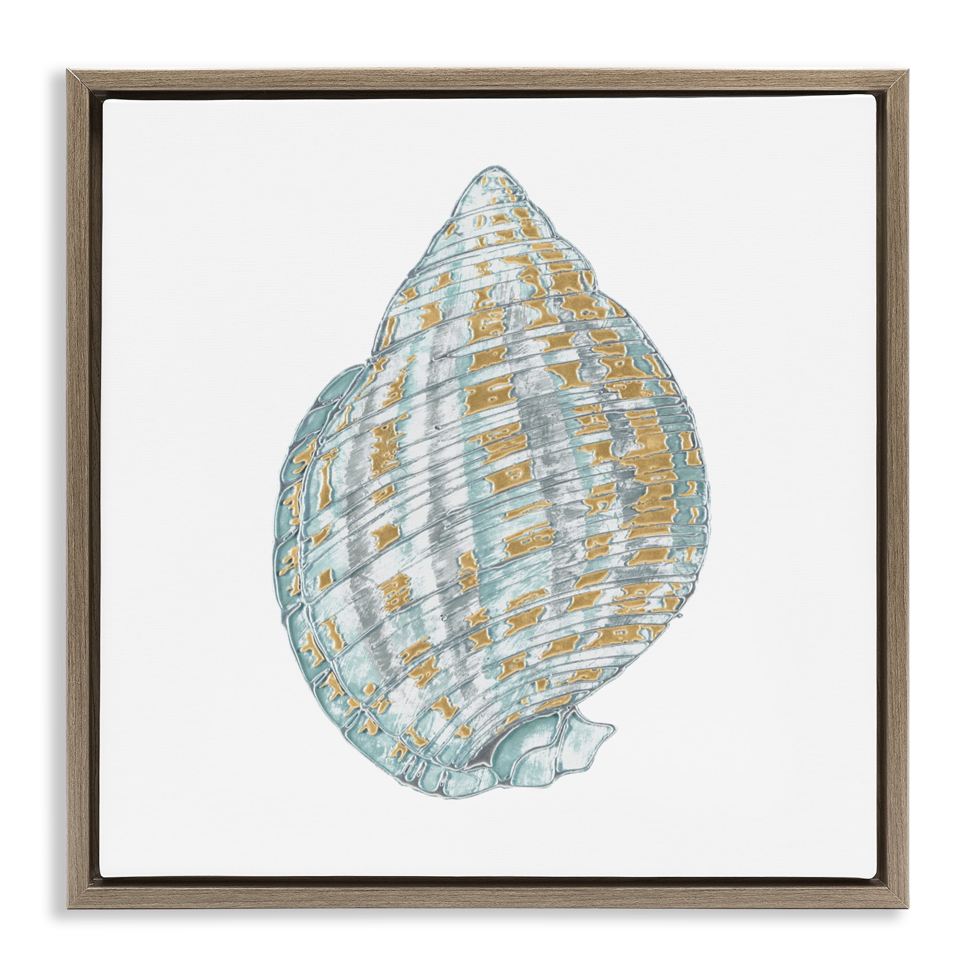 Stupell Industries Regal Shells Spiral Brown Framed Floater Canvas Wall Art, design by Lorenzo Collective