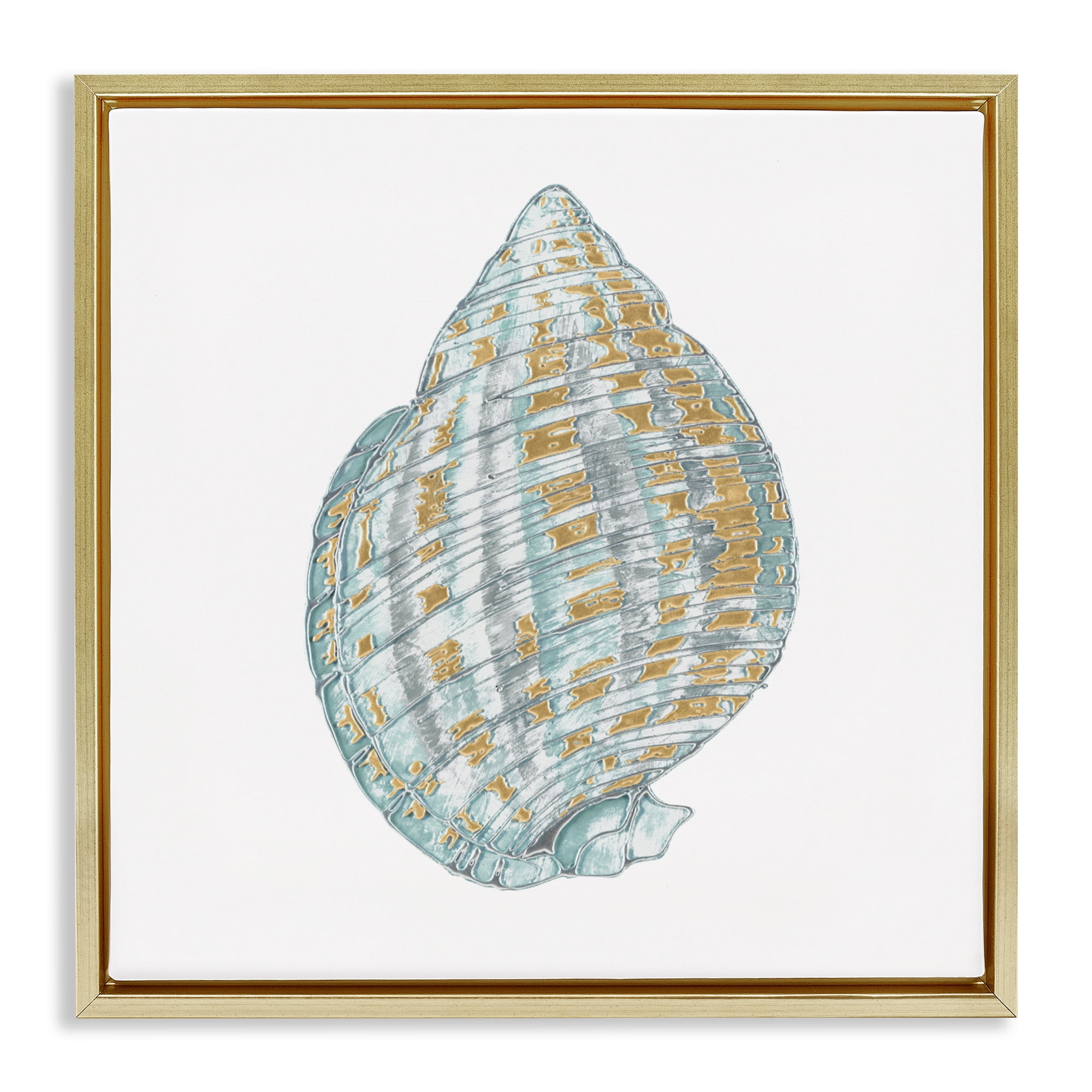 Stupell Industries Regal Shells Spiral Gold Framed Floater Canvas Wall Art, design by Lorenzo Collective