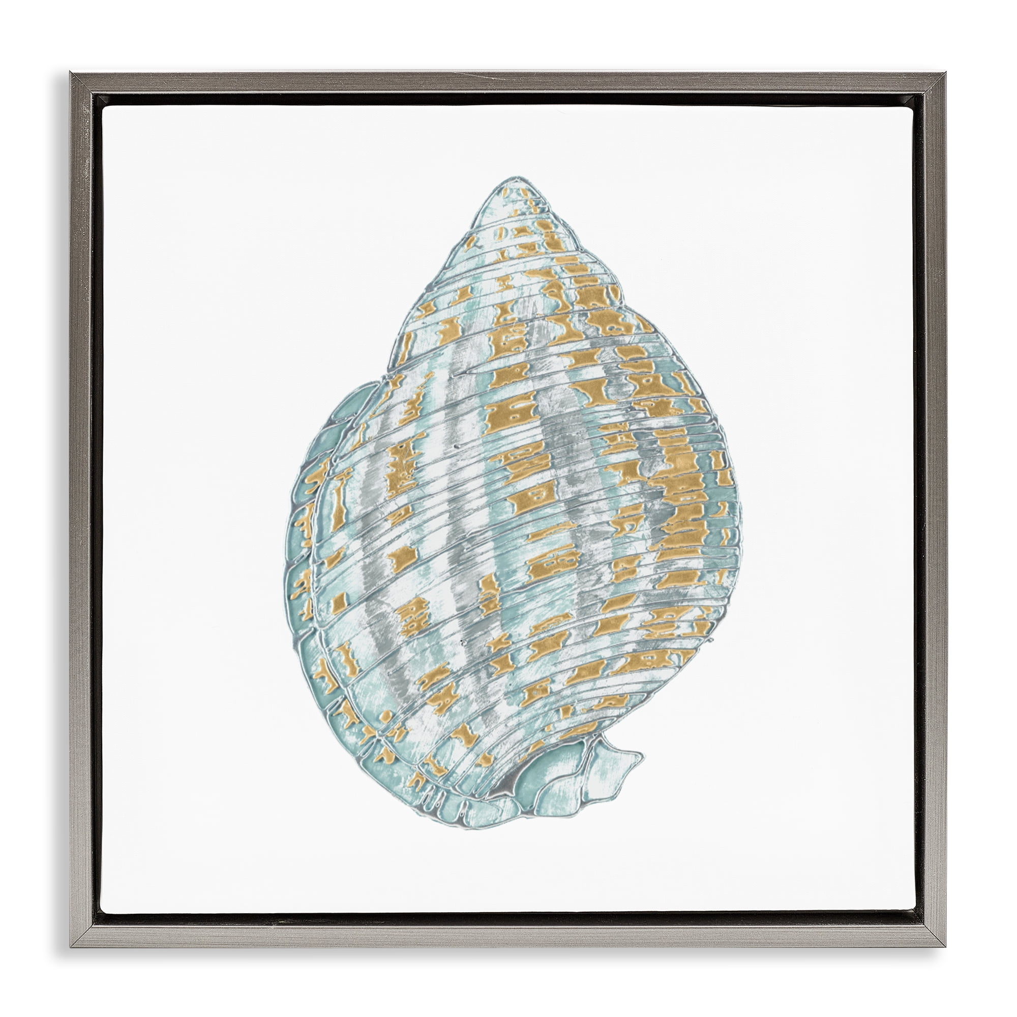 Stupell Industries Regal Shells Spiral Gray Framed Floater Canvas Wall Art, design by Lorenzo Collective