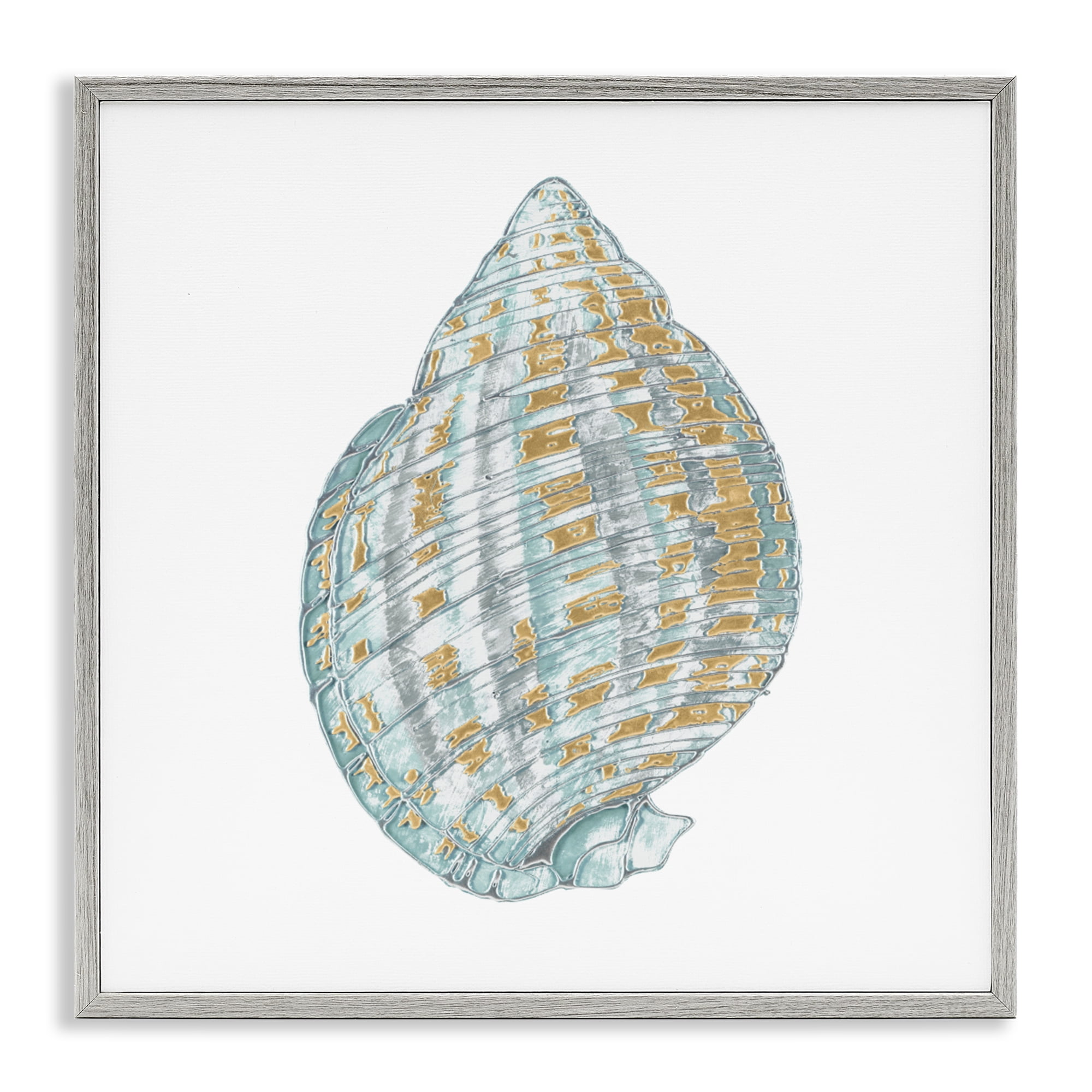 Stupell Industries Regal Shells Spiral Gray Framed Giclee Art, design by Lorenzo Collective