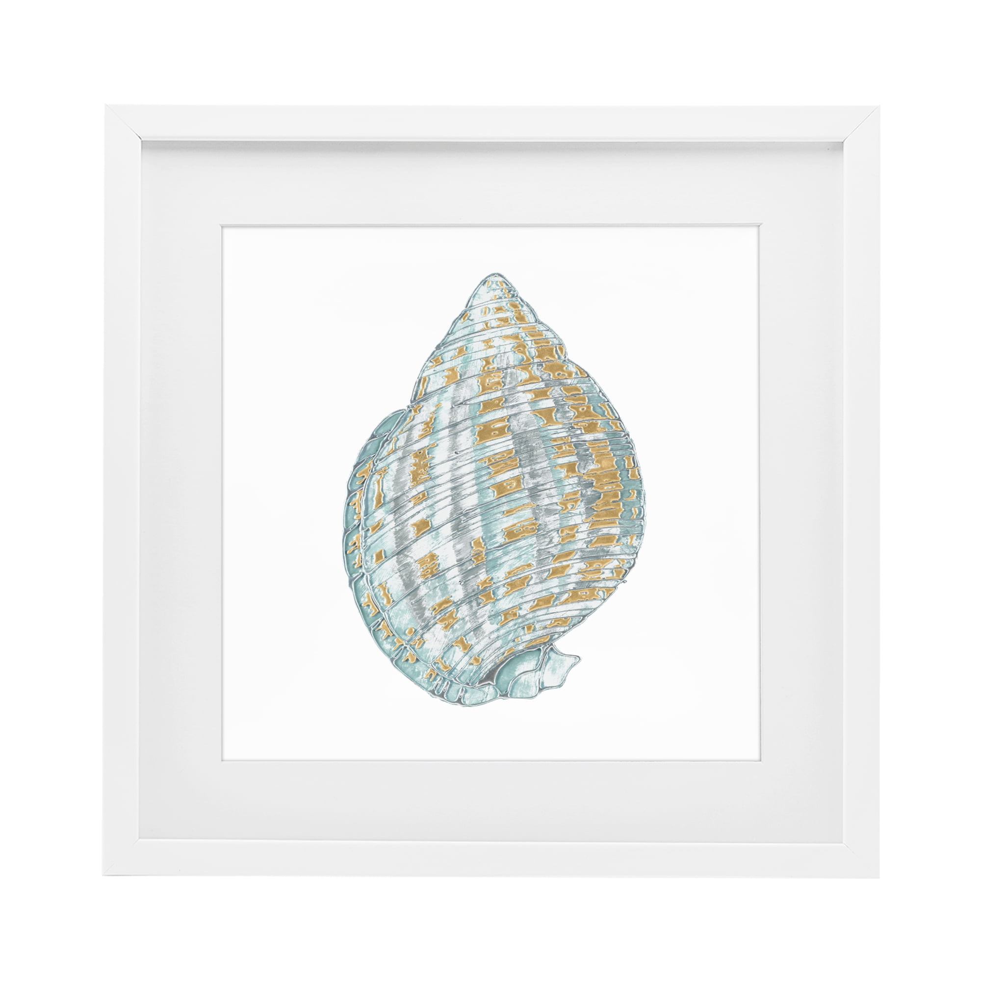 Stupell Industries Regal Shells Spiral White Framed Print Under Glass, design by Lorenzo Collective