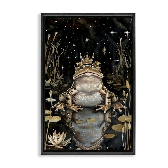 Stupell Industries Regal Toad at Night Animals & Insects Painting Black Floater Framed Art Print Wall Art, 17 x 25