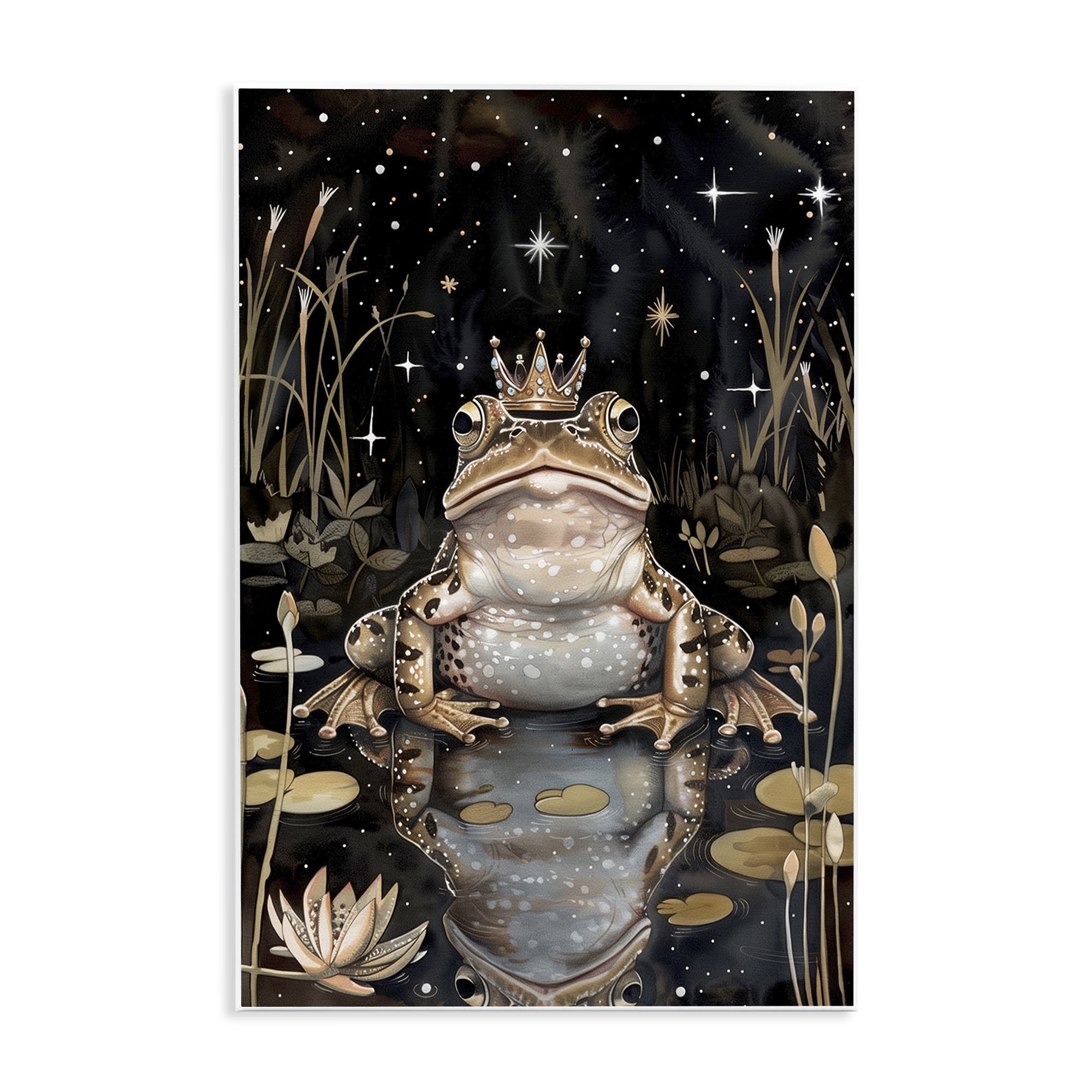 Stupell Industries Regal Toad at Night Animals & Insects Painting Unframed Art Print Wall Art, 13 x 19