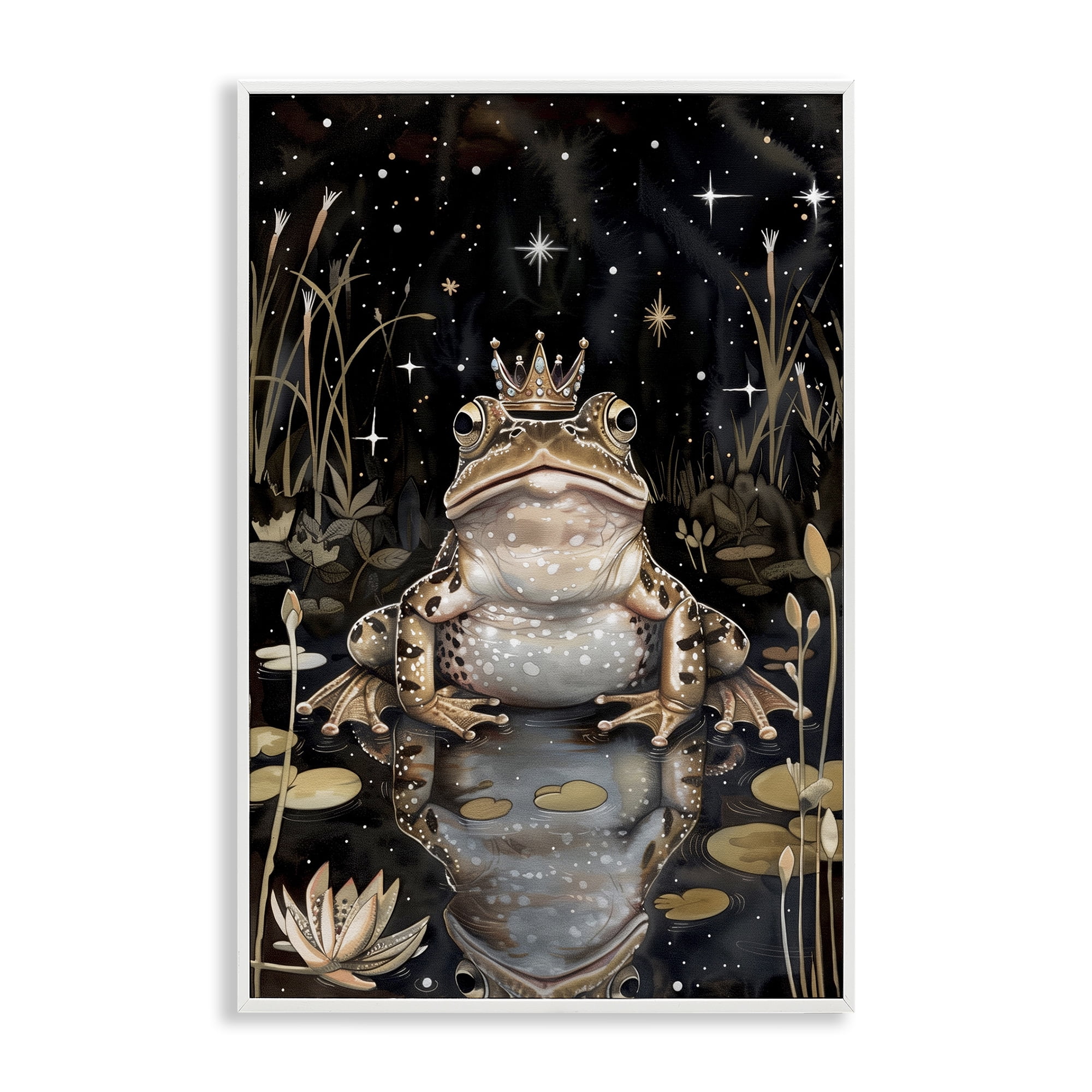 Stupell Industries Regal Toad at Night Animals & Insects Painting White Framed Art Print Wall Art, 20 x 30