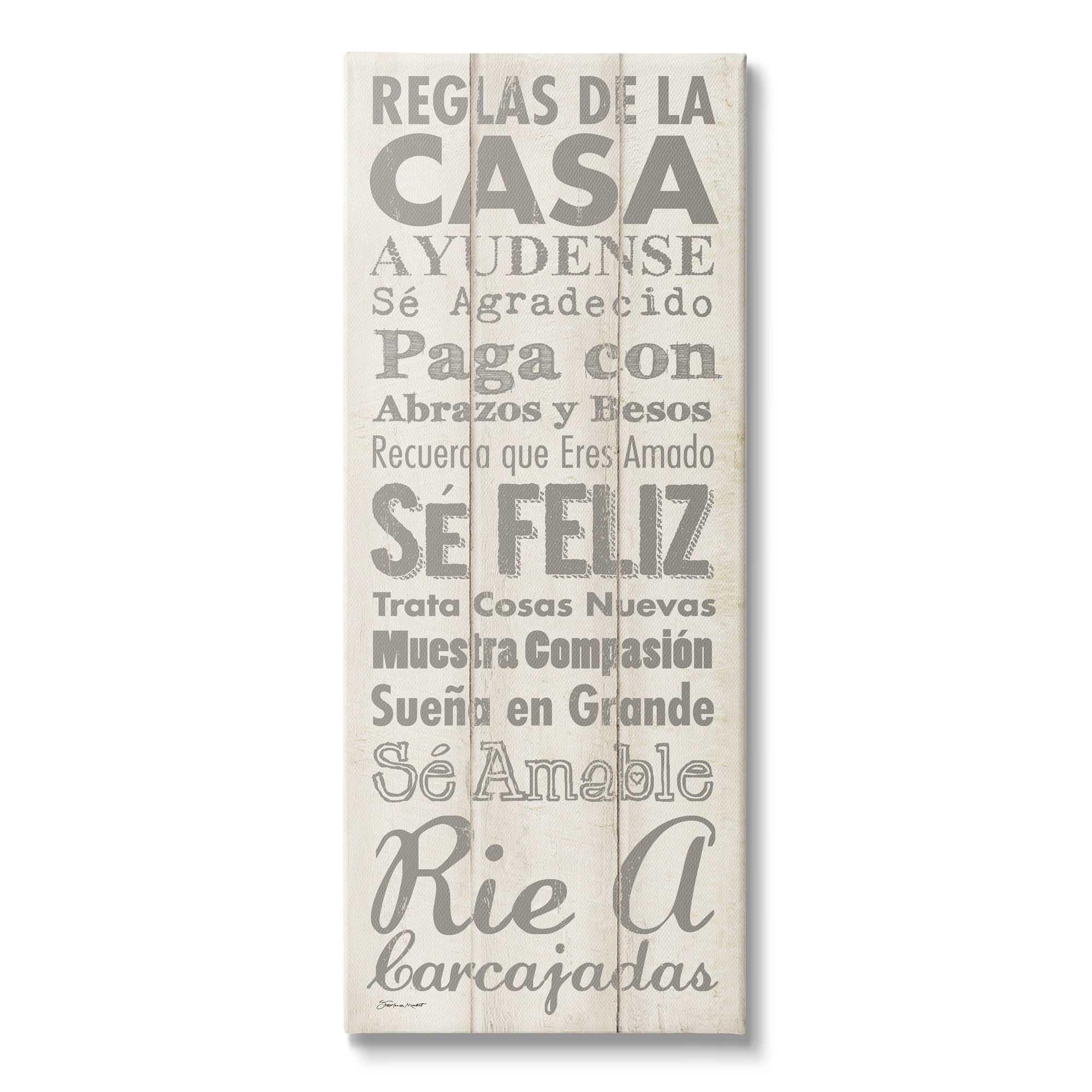 Stupell Industries Reglas De La Casa Regulaciones Frase Motivacional, 10 x 24, Design by Stephanie Workman Marrott