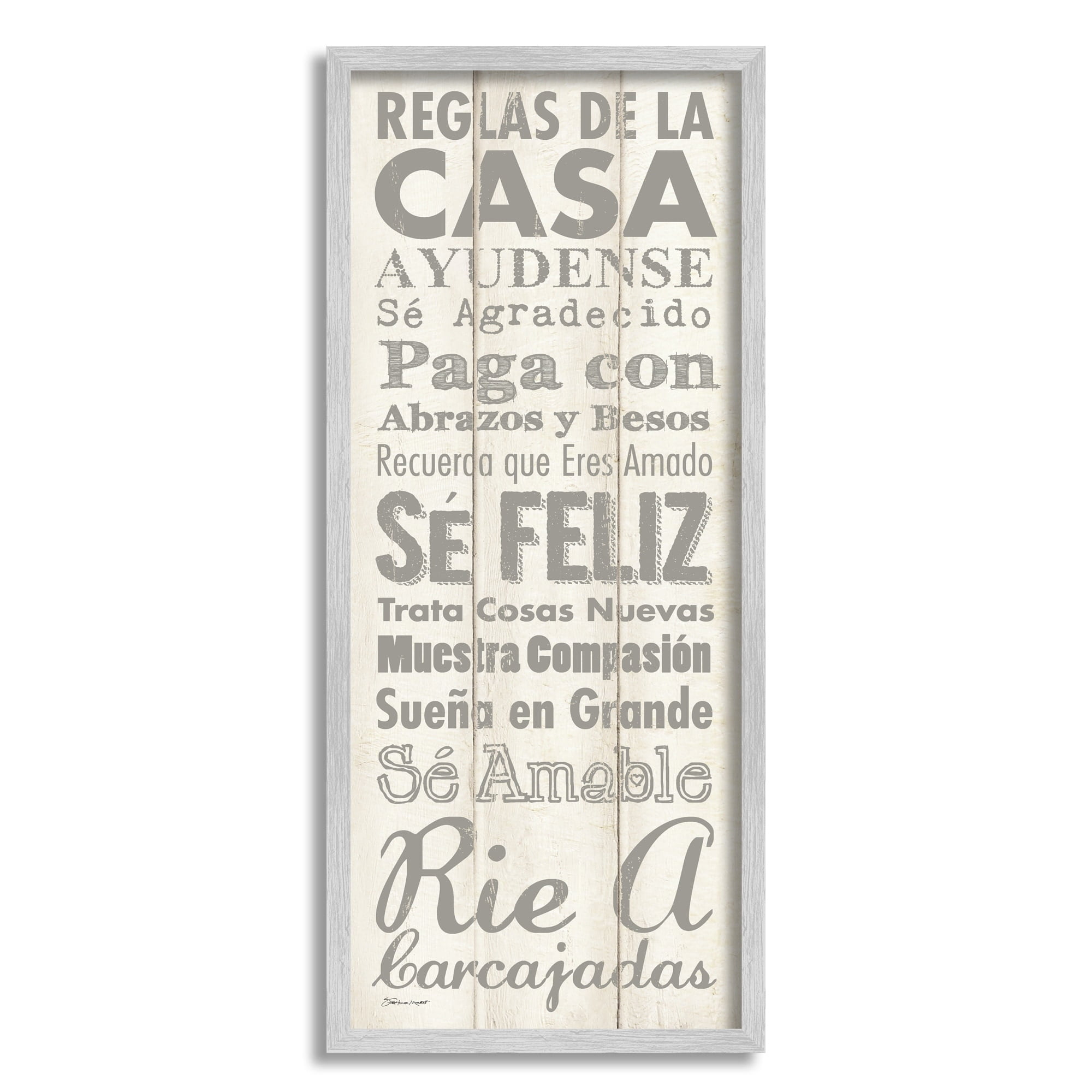 Stupell Industries Reglas De La Casa Regulaciones Frase Motivacional, 10 x 24, Design by Stephanie Workman Marrott