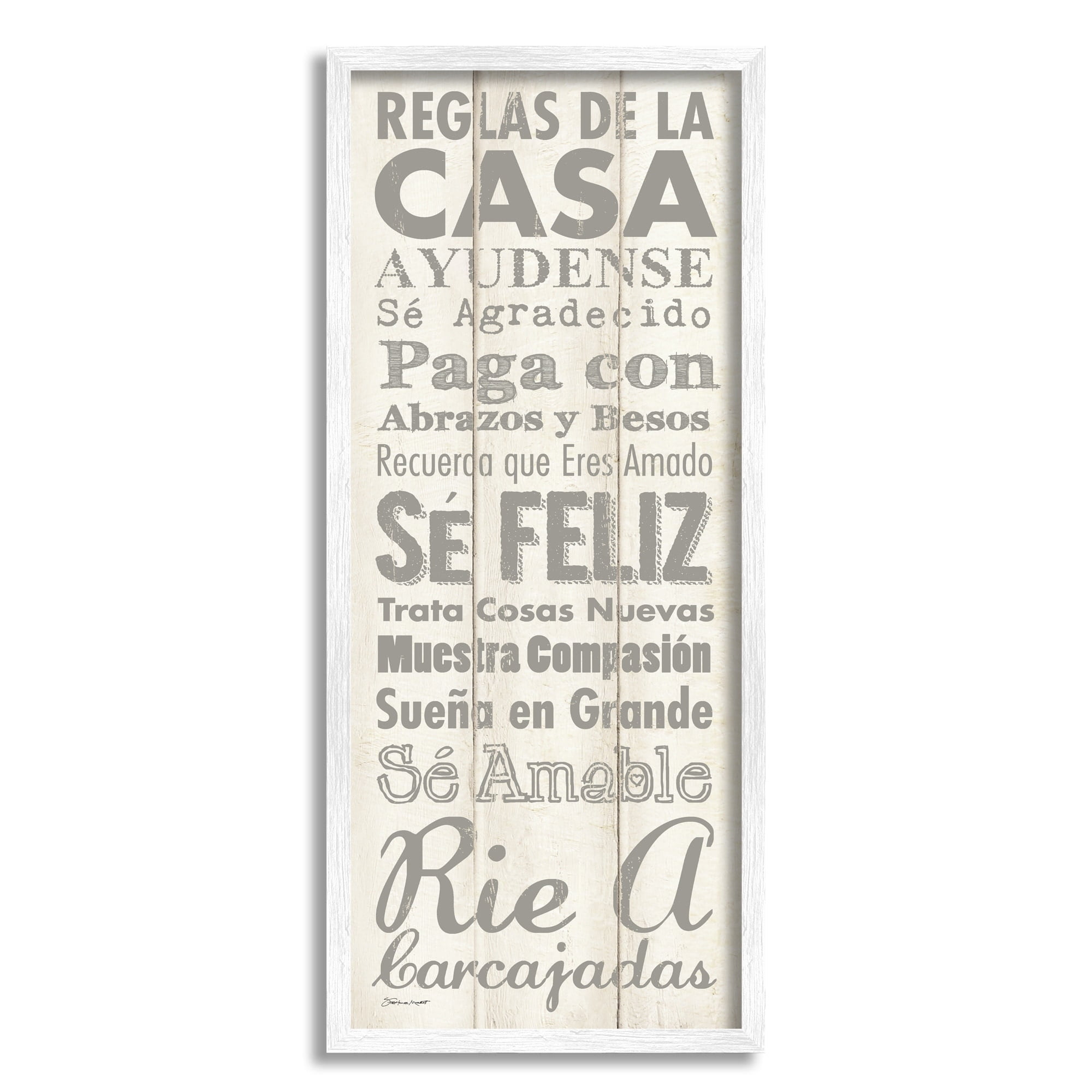 Stupell Industries Reglas De La Casa Regulaciones Frase Motivacional, 13 x 30, Design by Stephanie Workman Marrott