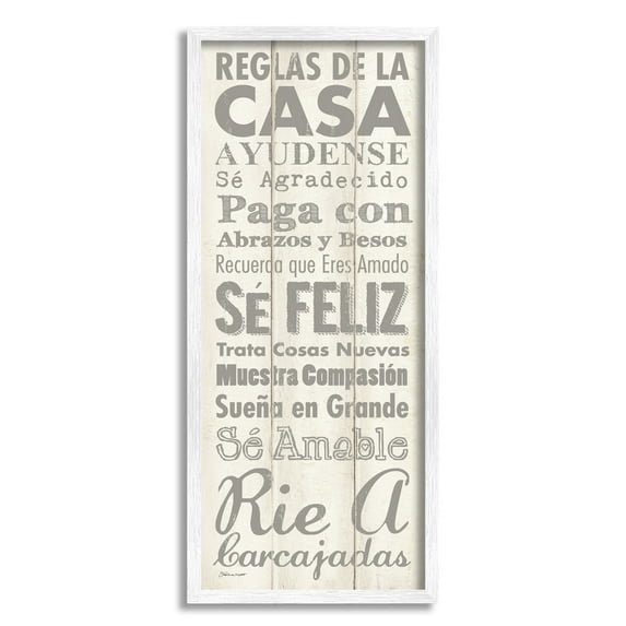 Stupell Industries Reglas De La Casa Regulaciones Frase Motivacional, 13 x 30, Design by Stephanie Workman Marrott