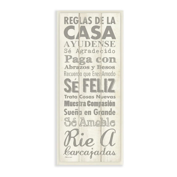 Stupell Industries Reglas De La Casa Regulaciones Frase Motivacional, 7 x 17, Design by Stephanie Workman Marrott