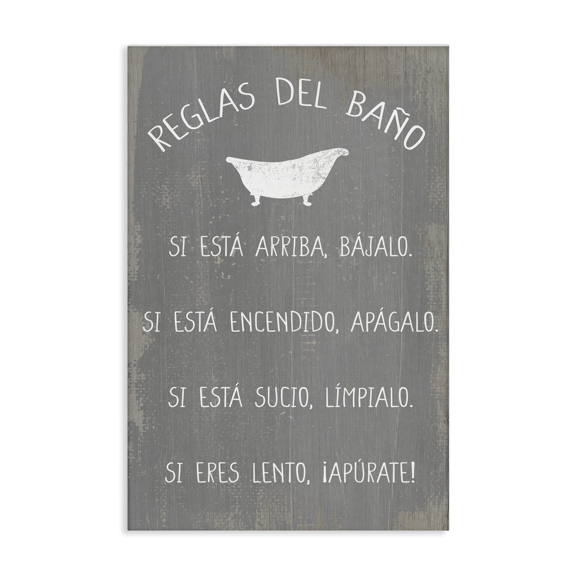 Stupell Industries Reglas Del Baño con Bañera Bath & Laundry Painting Wrapped Canvas Art Print Wall Art, 24 x 36