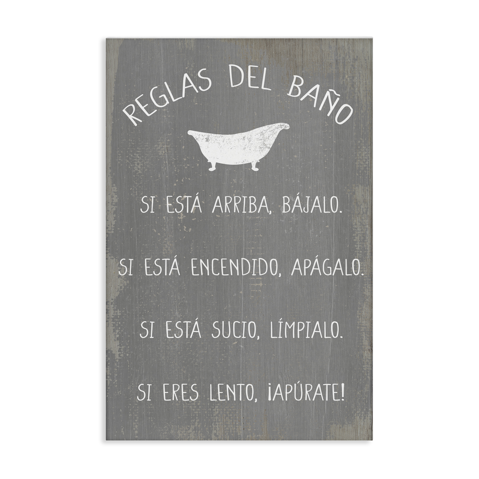 Stupell Industries Reglas Del Baño con Bañera Bath & Laundry Painting Wrapped Canvas Art Print Wall Art, 30 x 45