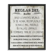 Stupell Industries Reglas Divertidas del Baño Bath & Laundry Painting Black Floater Framed Art Print Wall Art, 17 x 21