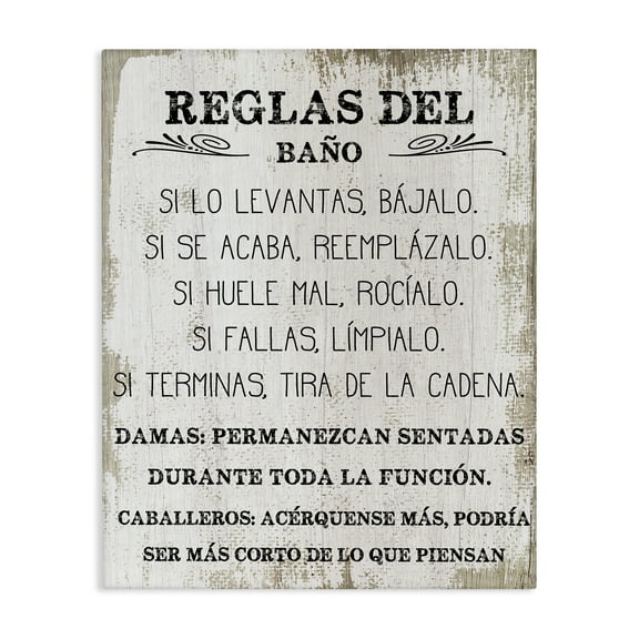 Stupell Industries Reglas Divertidas del Baño Bath & Laundry Painting Wrapped Canvas Art Print Wall Art, 16 x 20
