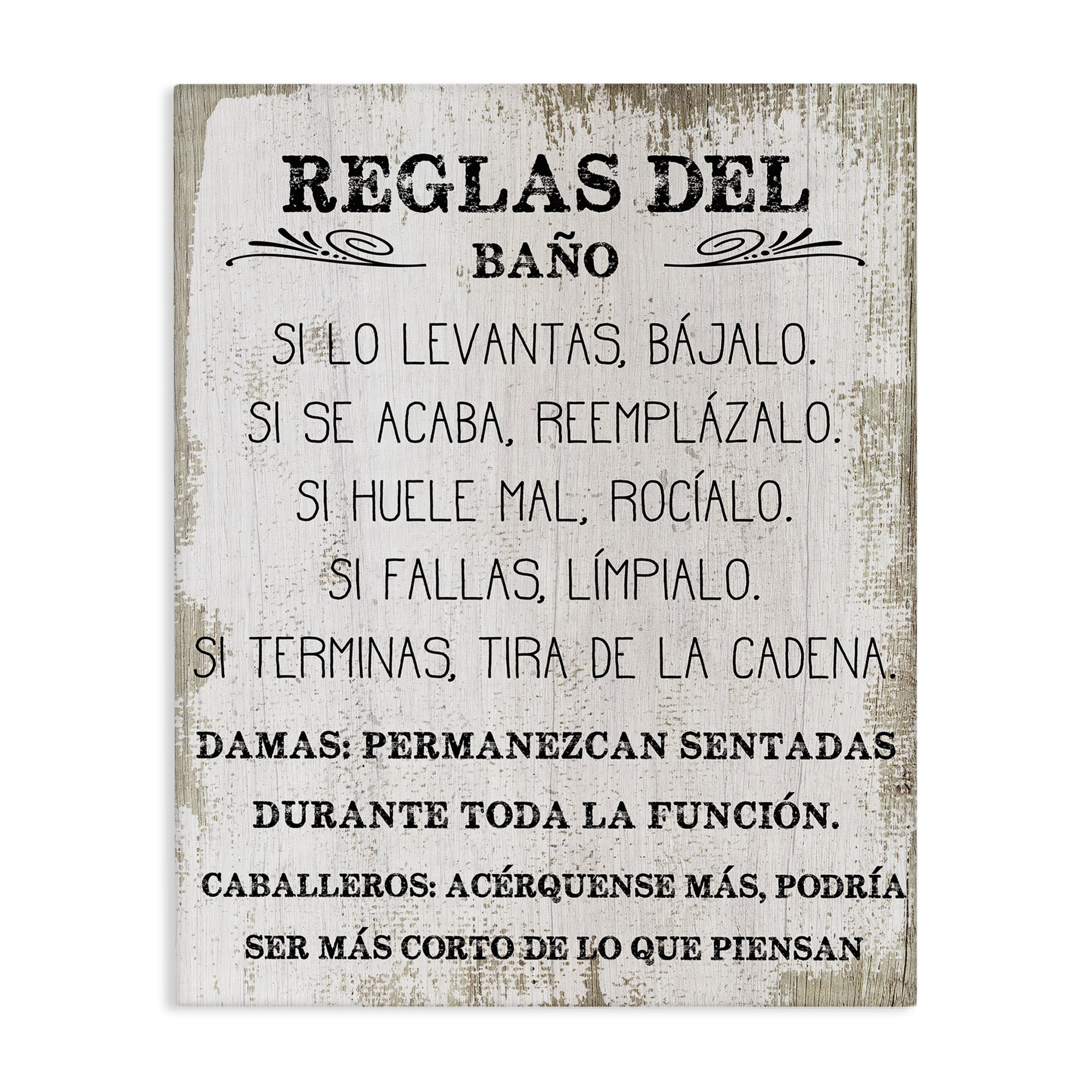 Stupell Industries Reglas Divertidas del Baño Bath & Laundry Painting Wrapped Canvas Art Print Wall Art, 24 x 30