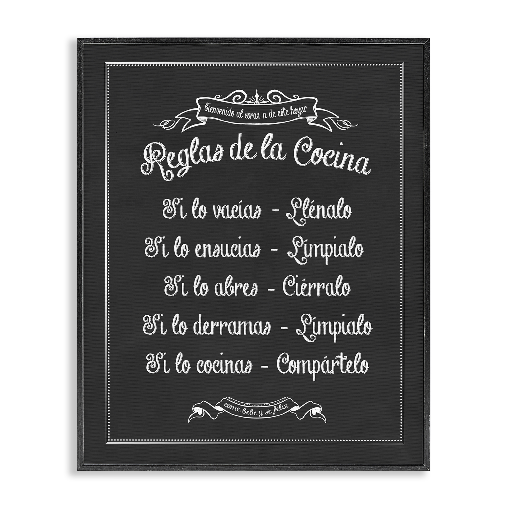 Stupell Industries Reglas de la Cocina Food & Beverage Painting Black Framed Art Print Wall Art, 24 x 30