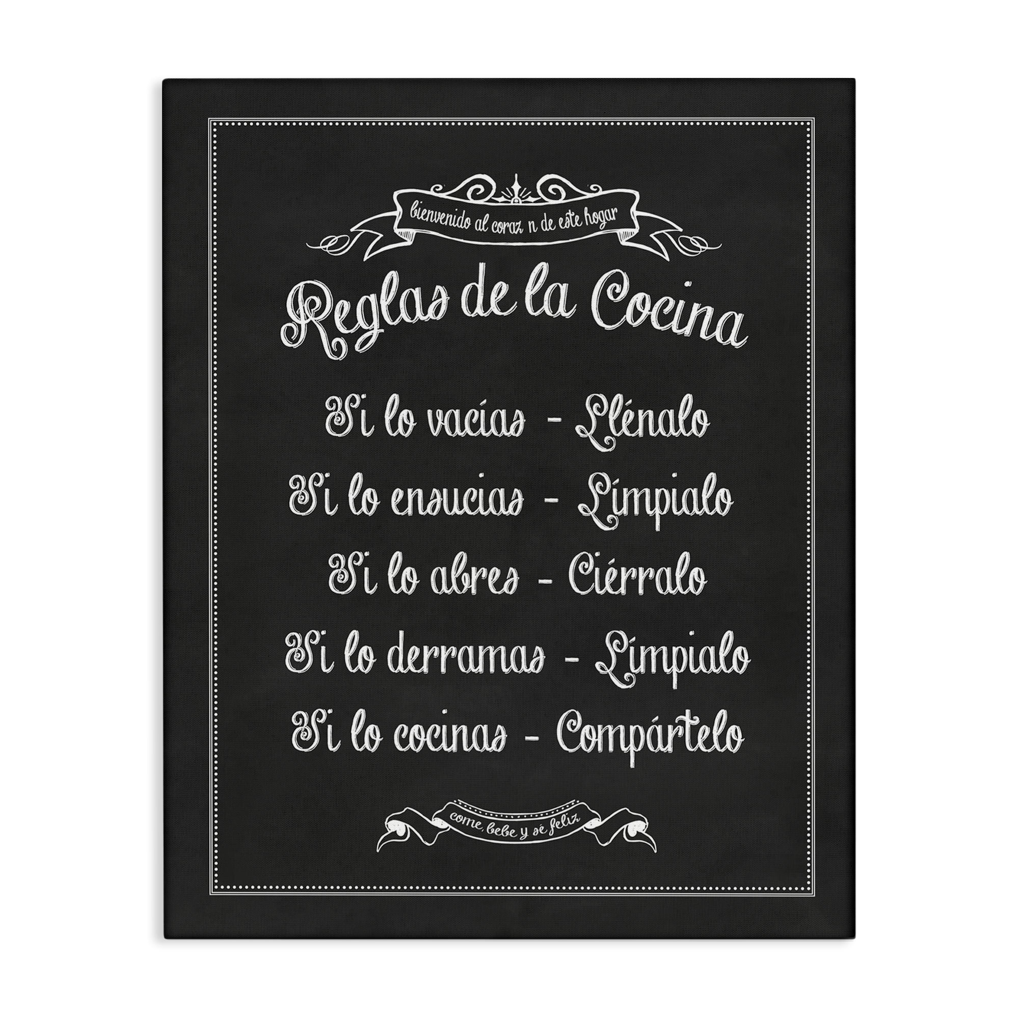Stupell Industries Reglas de la Cocina Food & Beverage Painting Wrapped Canvas Art Print Wall Art, 36 x 48