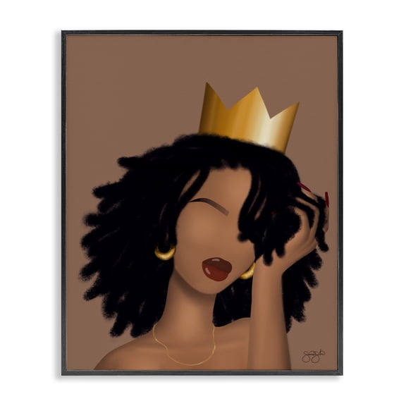 Stupell Industries Reina with Crown Portrait Black Framed Giclee Art design by Sierra Siler, 30 x 24