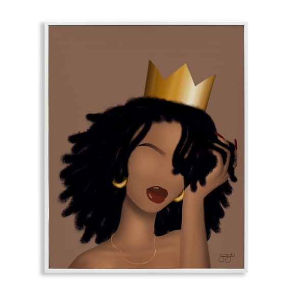 Stupell Industries Reina with Crown Portrait White Framed Giclee Art design by Sierra Siler, 30 x 24
