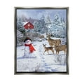 thumbnail image 1 of Stupell Industries Reindeer & Snowman Landscape Landscape Painting Gray Floater Framed Canvas Art Print Wall Art, 17 x 21, 1 of 10