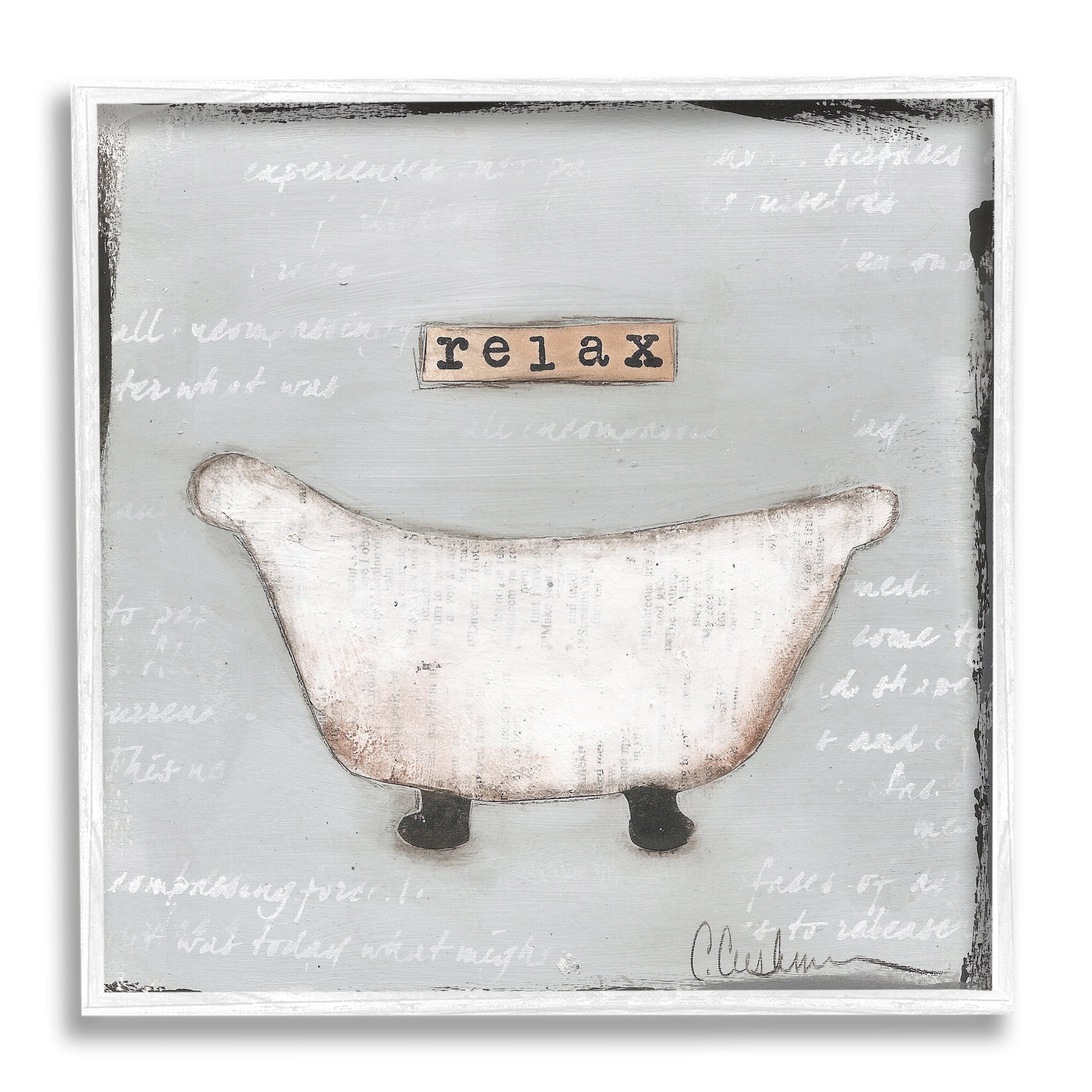 Relax Bathtub Pastels Print in White Wood Frame, 12 x 12