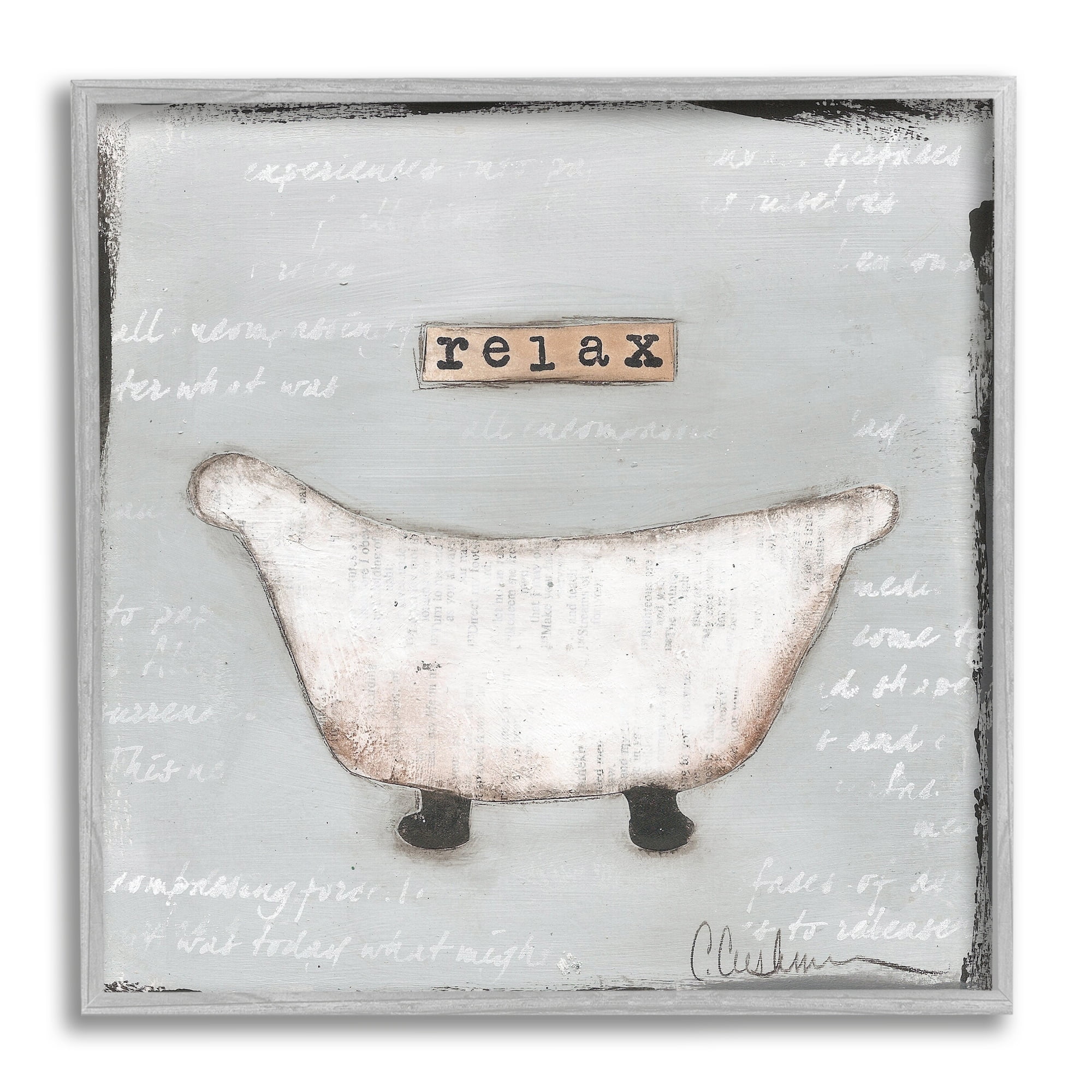 Stupell Industries Relax Bathtub Pastels Bath, 24 x 24,Design by Cassandra Cushman