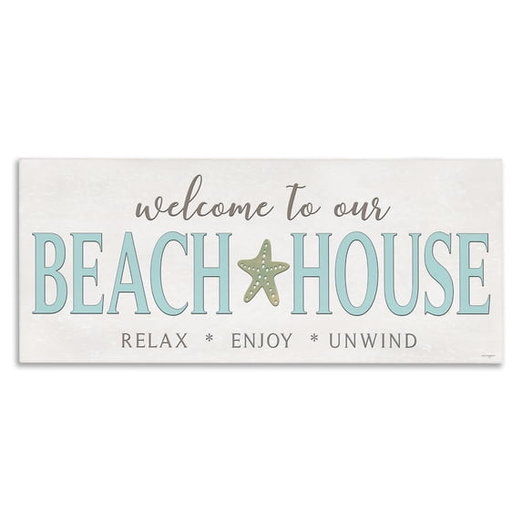 Stupell Industries Coastal Relax Enjoy Unwind Beach House Canvas Art, 24 x 10, by Seven Trees Design