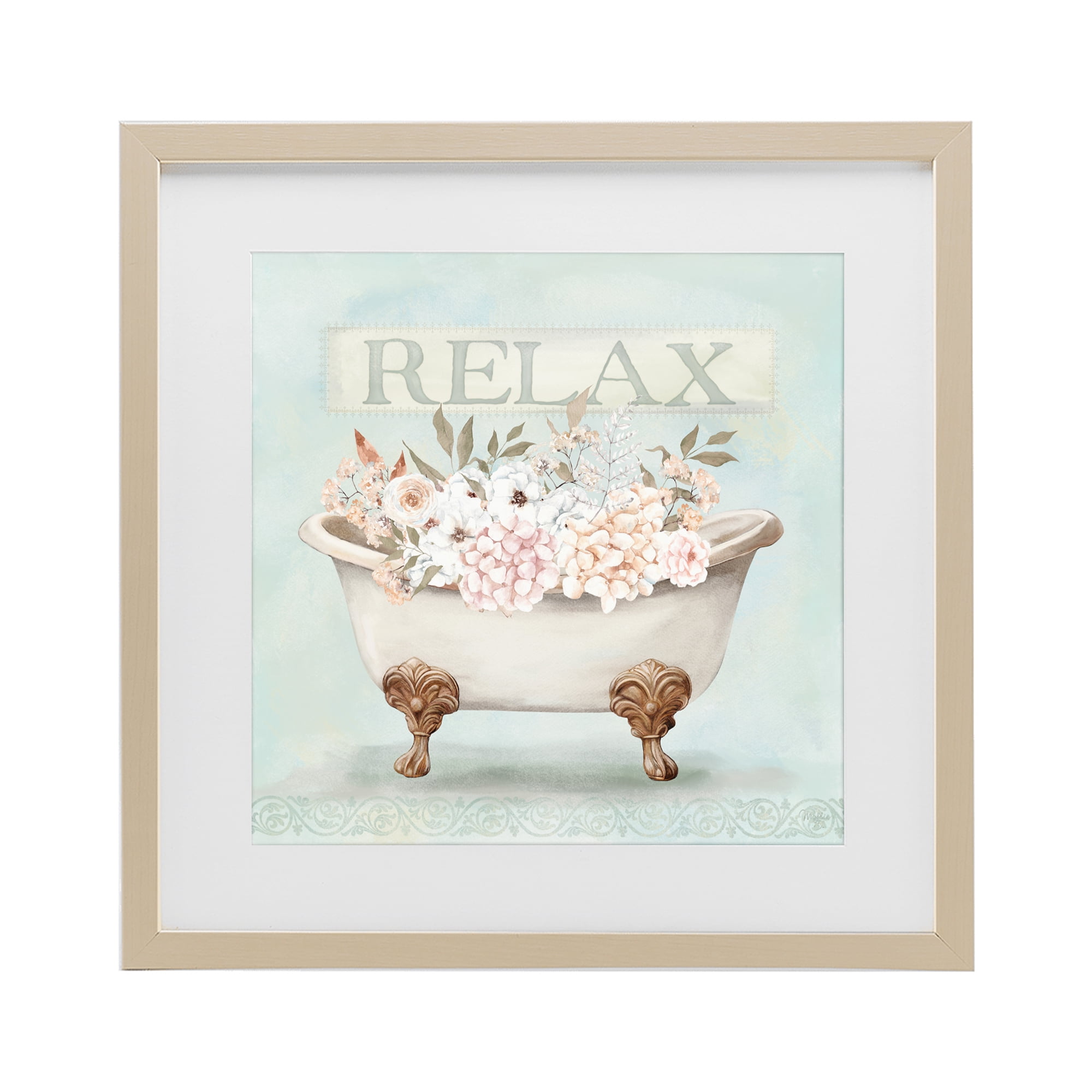 Stupell Industries Relax Floral Tub Birch Framed Print Under Glass, design by Mollie B.