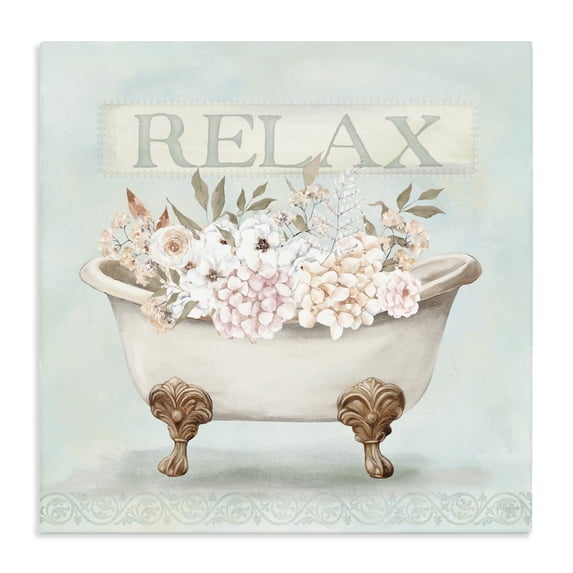Stupell Industries French Country Relax Floral Tub Canvas Art, 17 x 17, by Mollie B.