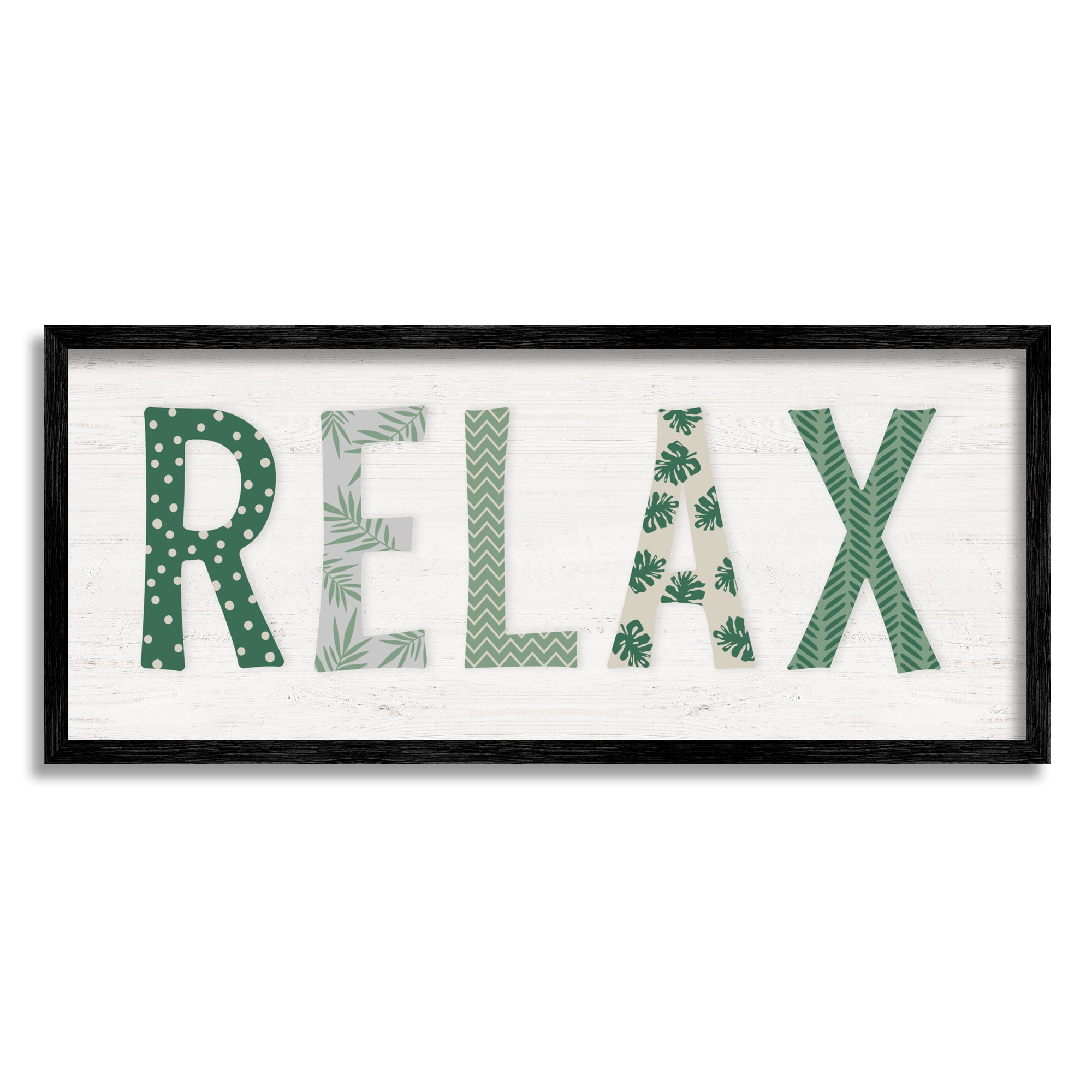 Stupell Industries Relax Forest Leaf Letter Pattern Relaxation Sentiment,24 x 10, Design by Natalie Carpentieri