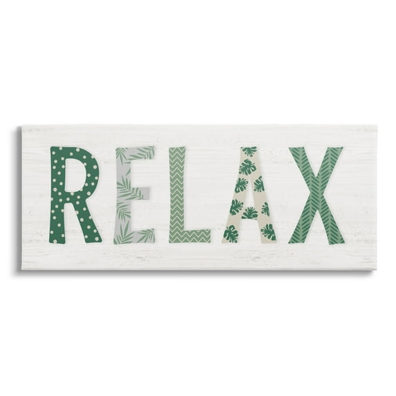 Stupell Industries Relax Forest Leaf Letter Pattern Relaxation Sentiment,48 x 20, Design by Natalie Carpentieri