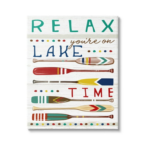 Stupell Industries Relax Lake Time Rustic Oars Graphic Art Gallery Wrapped Canvas Print Wall Art, Design by Elizabeth Tyndall