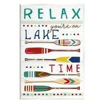 Stupell Industries Relax Lake Time Rustic Oars Graphic Art Unframed Art Print Wall Art, Design by Elizabeth Tyndall