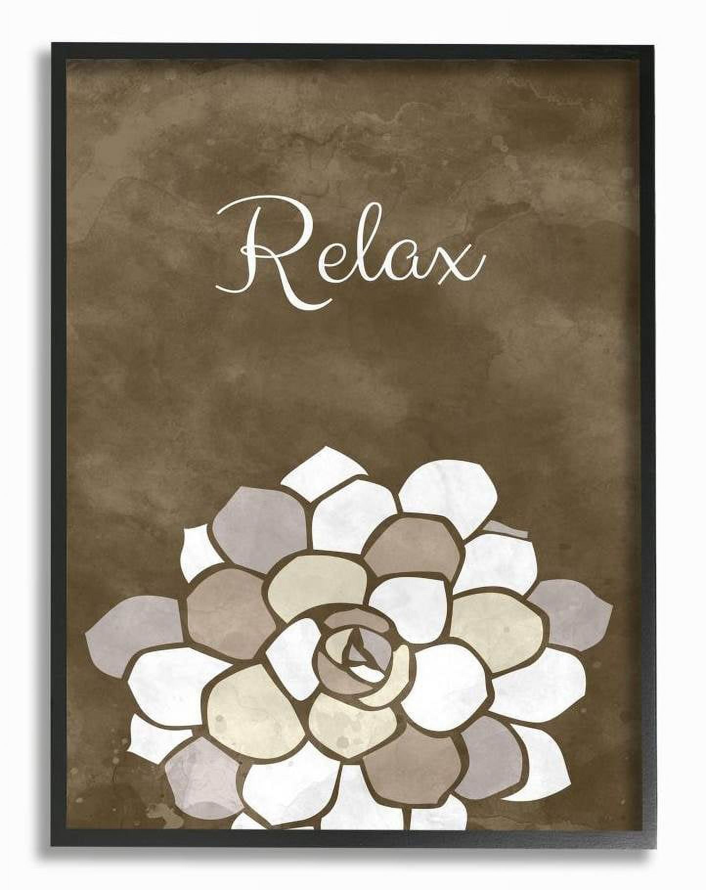 Stupell Industries Relax Mosaic Flower Brown Bathroom Design Framed Wall Art by Ziwei Li